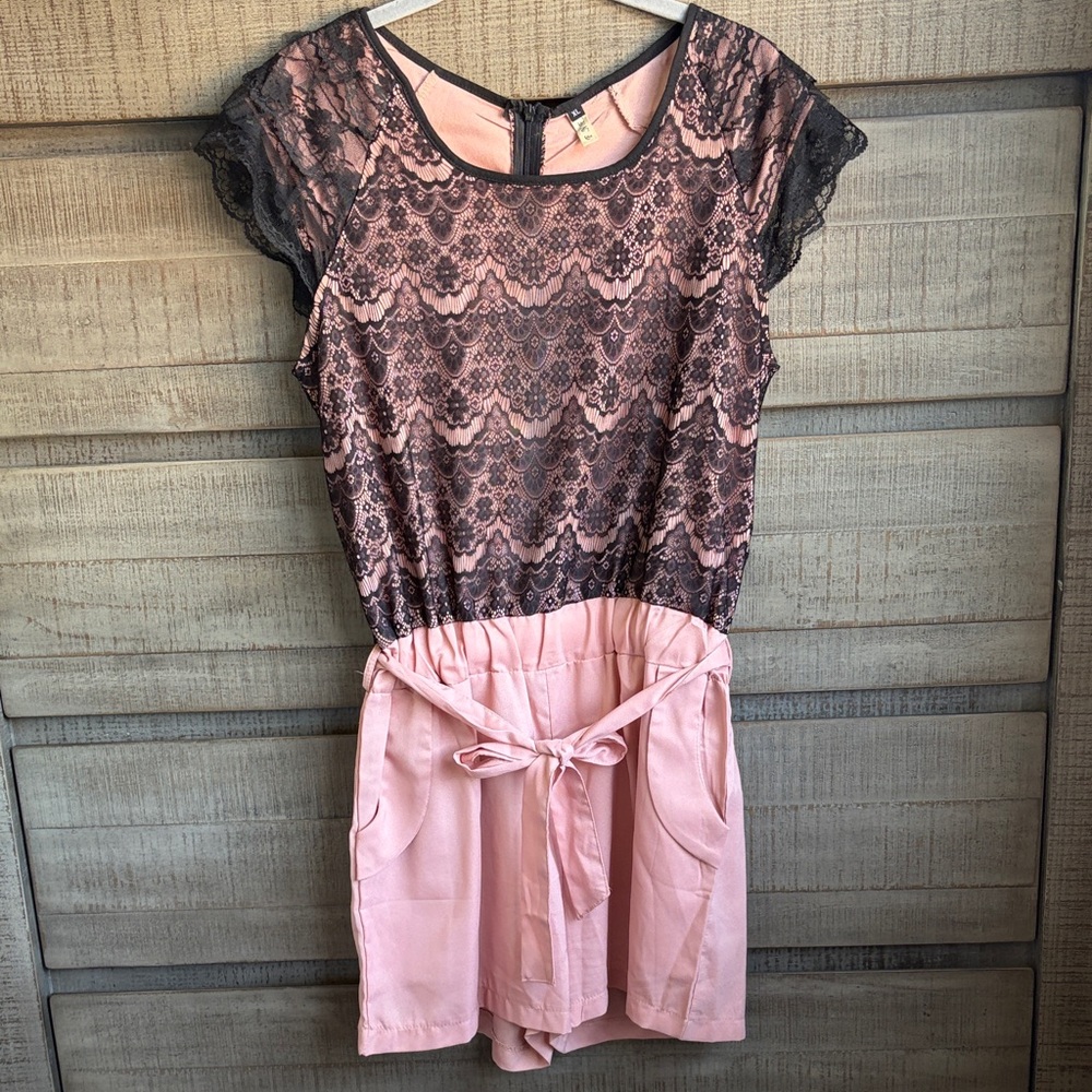 Pink Lace Women's Romper